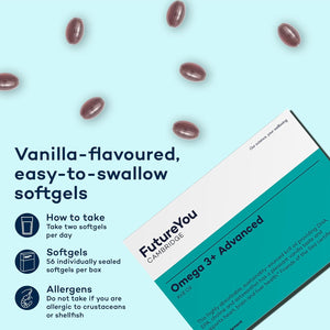 Omega 3+ Advanced Krill Oil Capsules – 28 Day Supply, 56 Softgels - High Strength Omega 3 Capsules High Strength for Brain Energy – Focus Supplement with DHA to Support Liver, Brain & Heart Health