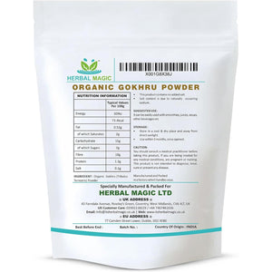 Herbal Magic'S Organic Terrestris Powder/Gokhru Powder - Revered Herb in Ayurveda - Free from Fillers Artificial Colour Flavour & Preservatives Of&G UK Organic Certified 200G (Pack of 1)