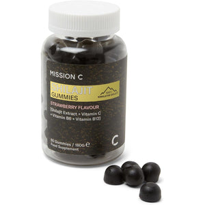 Shilajit Gummies - Pure, Himalayan - 14000 Mg per Serving - High Grade - with Added Vitamin C, B6 and B12, Contains 85 Minerals, Immune System & Vitality Booster, Vegan - Lab Tested - Mission C