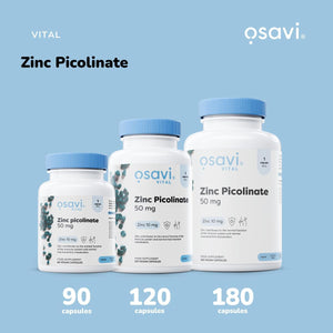 Osavi Zinc Picolinate 50Mg - 120 Vegan Capsules | Highly Absorbable Zinc for Immune Support, Cognitive Function, Metabolism, and Healthy Skin | 100% Daily Zinc Requirement in One Capsule