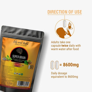 Super Brain- Moringa with Ashwagandha Lion Mane Mushroom 8600Mg- 100% Natural- No Added Fillers or Binders- Boost Your Brainpower and Enhance Mental Clarity