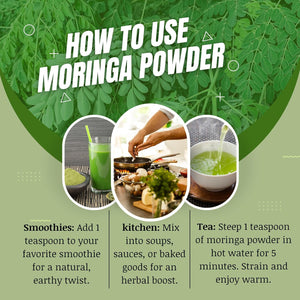 Herbs Botanica Moringa Leaf Powder Organic Leaves Oleifera Pure Premium Indian Powder Natural Fresh Morning Drink Vitamins and Immune Vitamin Superfoods 5.3Oz Pack