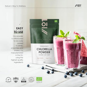 Organic Chlorella Powder 200G - Broken Cell Wall - Cold Pressed – Resealable and Recyclable Pouch by Alpha01
