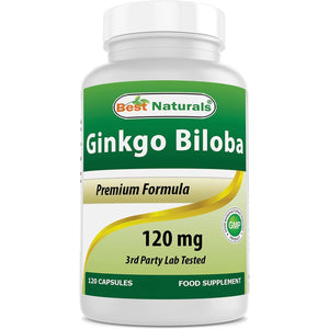 Best Naturals, Ginkgo Biloba Extract - Double Strength Ginkgo Biloba, 120Mg, 120 Capsules (120 Count (Pack of 1))