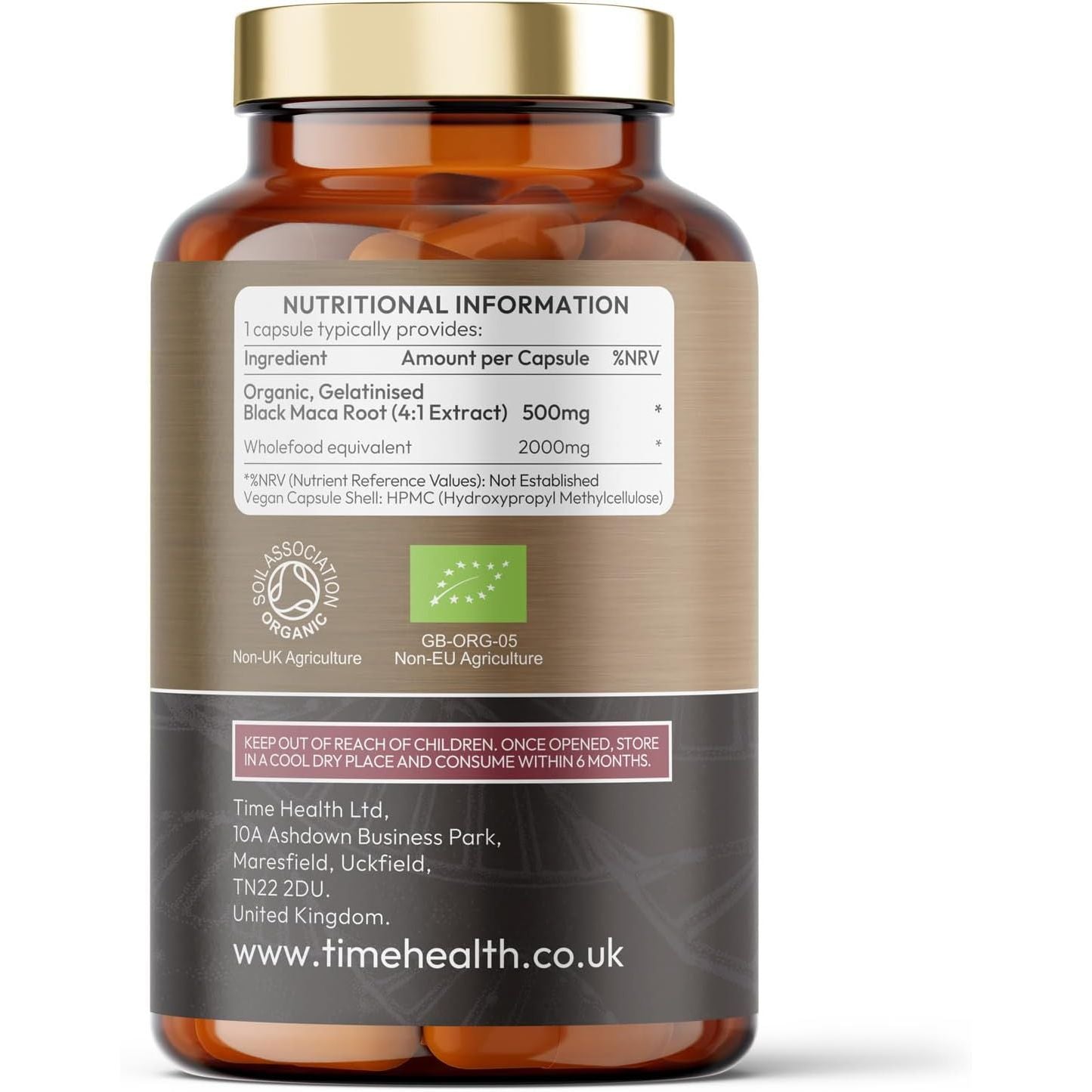 Gelatinized Black Maca Root - 2600Mg Wholefood Equivalent - Peruvian - Soil Association Certified Organic - Vegan - GMP Standards - No Fillers, Binders or Flow Agents - Pullulan (120 Capsules)