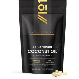 Coconut Oil Capsules 3000Mg – 180 Softgels – Cold Pressed Extra Virgin Coconut Oil – Resealable and Recyclable Pouch by Alpha01