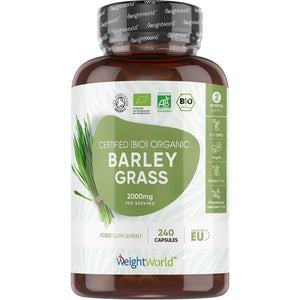 Organic Barley Grass Powder Capsules - 240 Capsules - Barley Grass Supplement - 2 Months Supply - Non-Gmo & Gluten-Free - Vegan-Friendly & Magnesium Stearate-Free - Made in EU - for Men & Women