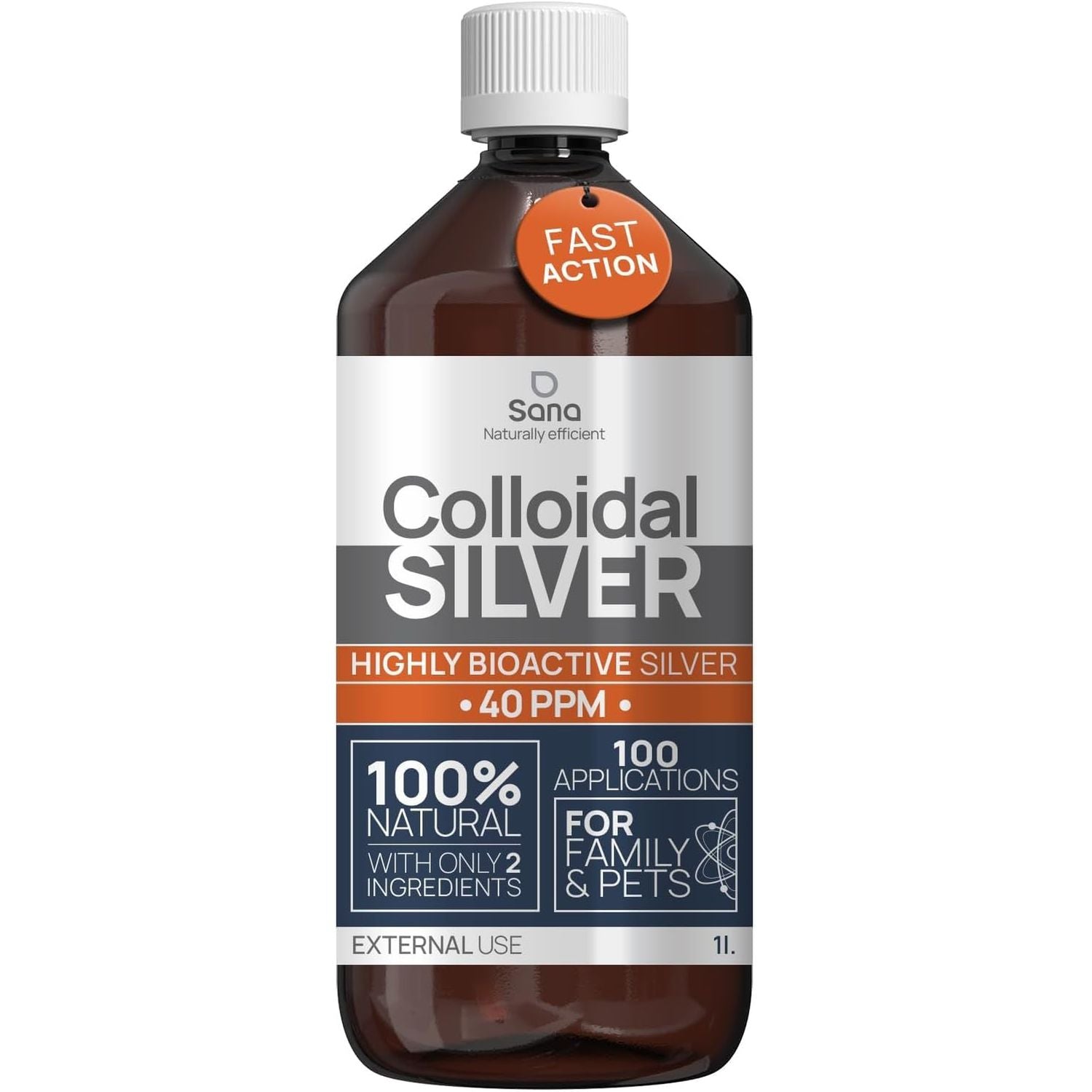 Colloidal Silver 40 PPM 1000 Ml - for Humans & Dogs - Highly Active Hydrosol Silver Water for Best Results - Carbon Neutral