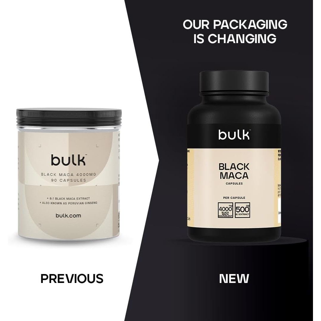 Bulk Black Maca Capsules, 4000 Mg, Peruvian Ginseng, Pack of 90, 22 Servings, Packaging May Vary