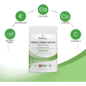 Bodygenix Prickly Pear Cactus Capsules - 1000Mg Digestive Health Immune System anti Inflammation Support Natural Dietary Supplement - 120 Capsules 4 Month Supply
