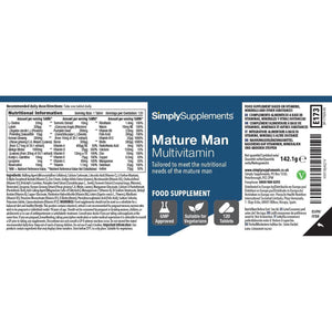 Multivitamins for Mature Men | 20 Essential Nutrients & Specialist Ingredients | Supports Overall Health & Wellbeing | 120 Tablets - 4 Months' Supply | Manufactured in the UK