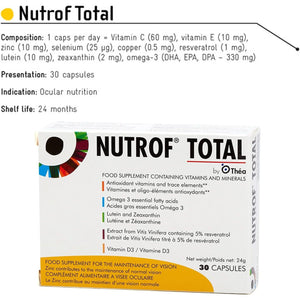 Nutrof Total Capsules – Eye Health Supplement with Lutein, Zeaxanthin, Omega 3, and Antioxidants | Essential Nutrients for Optimal Eye Health | Pack of 30 Capsules (1 Capsule per Day - 1-Month Supply)