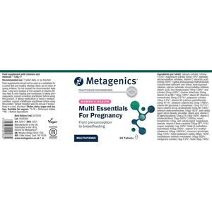 Metagenics Multi Essentials for Pregnancy Multivitamin with Folic Acid - 25 Vitamins & Minerals for Pre-Conception, Pregnancy & Breastfeeding - Vegetarian and Vegan - 60 Tablets