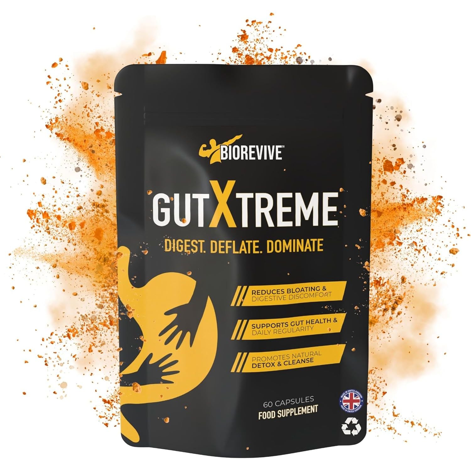 Biorevive Gut Xtreme – Advanced Gut Repair for Men & Women – Bloating Relief, Digestion Support & Gut Cleanse with Ginger, Dandelion, Fennel & Marshmallow – Reduces Water Retention & Soothes Gut Linin
