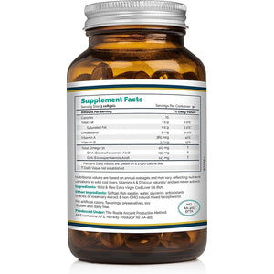 Rosita Real Foods Extra Virgin Cod Liver Oil (EVCLO) Softgels - 90 Softgels, 0.21 Kilograms