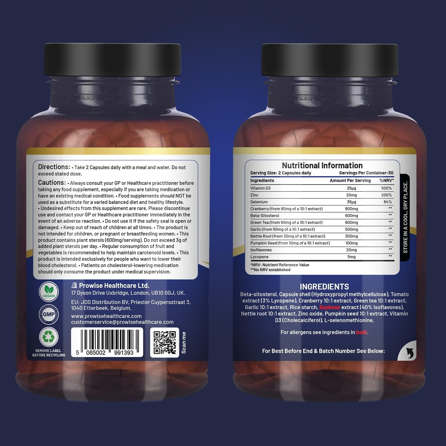 Advanced Prostwell plus 60 Vegan Capsules Added Beta Sitosterol, Pumpkin Seed, Nettle Root, Lycopene and 7 Other Ingredients - Prostate Supplements for Men - Men Health Supplements by Prowise