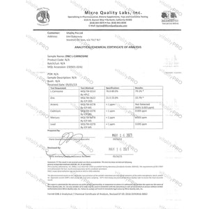 Vp Vitality Pro Zinc L-Carnosine 37Mg X 120 Capsules - over 99% Purity Third Party Tested - Gut Health Zinc Carnosine Supplement - Vitality Pro