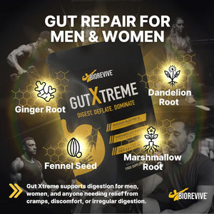 Biorevive Gut Xtreme – Advanced Gut Repair for Men & Women – Bloating Relief, Digestion Support & Gut Cleanse with Ginger, Dandelion, Fennel & Marshmallow – Reduces Water Retention & Soothes Gut Linin