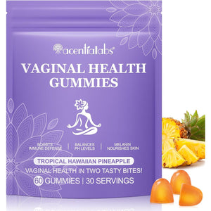 Feminine Balance Gummies 60 Pcs – Hawaiian Pineapple Flavour PH Balance & Immune Support for Women of All Ages, Gluten-Free & Vegan
