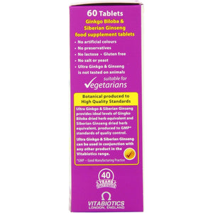 Vitabiotics Ultra Ginkgo and Ginseng Tablets - 60 Tablets