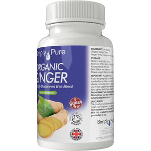 Simply Pure Organic Ginger for Digestive Health & Inflammation | 500 Mg X 90 Capsules | 100% Pure Soil Association Certified | Gluten Free | GM Free | Vegan