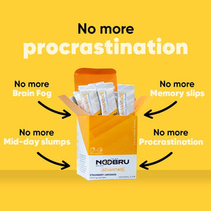 Noobru Аdvantage Nootropic - Delicious Nootropics Brain Supplement with 11 Active Ingredients - Natural Cognitive Enhancer - 20 Strawberry Lemonade Sachets - 1 Month Supply, 20 Count (Pack of 1)