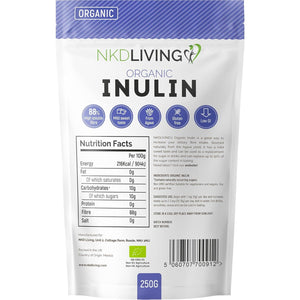NKD Living Organic Inulin High Grade Prebiotic Fibre Powder (250G) - Fibre Prebiotic Supplement