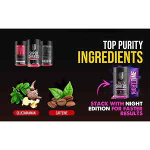 Super Shreds Fat Burner - Natural Weight Balance & Water Support Supplement for Men & Women - Supports Relaxation, Weight Loss, 60 Capsules, Caffeine Powered | Vegan UK Made