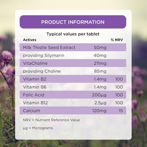 Healthspan Milk Thistle Complete (90 Tablets) | 50Mg Milk Thistle Extract | with B Vitamins, Calcium & Choline to Support Your Digestive Health & Liver Function | Vegan Friendly