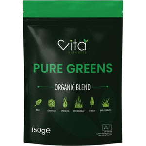 Pure Greens Superfood Powder 150G - Premium Organic Blend of 6 Plant Based Super Greens - Vegan & Gluten Free - Vitamin Fibre & Mineral Rich Formula - Made in the UK