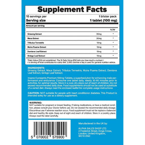 10 INSANE X Premium - Extra Strong Pills for Men UK - Natural Fast-Acting Maca Ginseng Tablets for Men - for Enhanced Performance