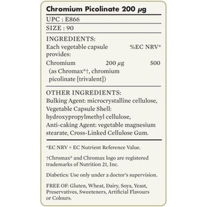 Solgar Chromium Picolinate 200 Μg Vegetable Capsules - Pack of 90 - High Absorption Rate - Supports a Healthy Metabolism and Blood Glucose Level - Vegan and Gluten Free Gold