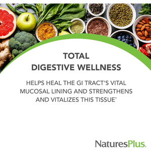 Naturesplus GI Nutra Total Digestive Wellness - Probiotics Supplement with Prebiotics, Digestive Enzymes, Glutamine, Calcium - Gut, Bloating - Vegetarian, Gluten Free - 90 Tablets