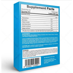 20 INSANE X Premium - Extra Strong Pills for Men UK - Natural Fast-Acting Ginseng Tablets for Men - for Enhanced Performance