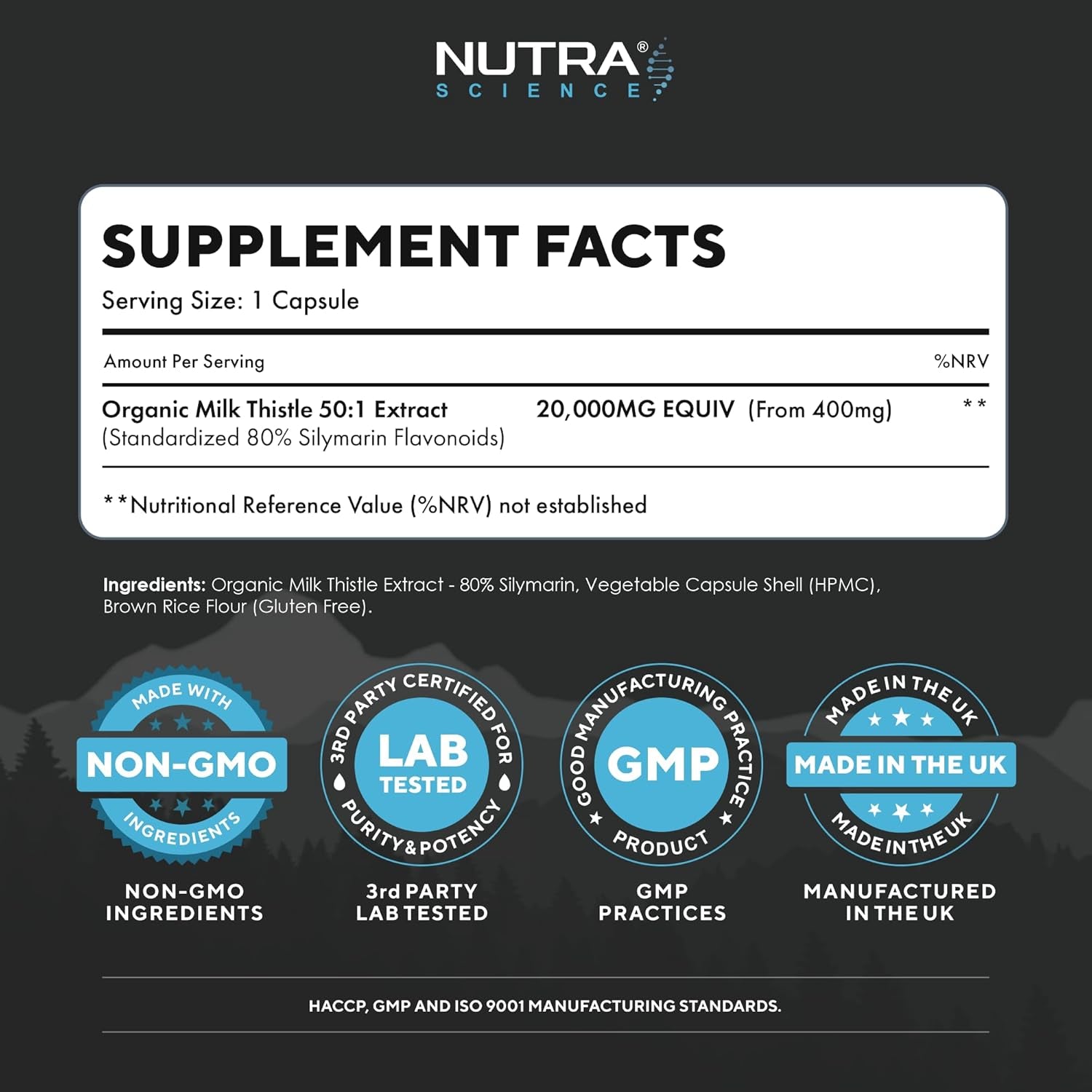 Organic Milk Thistle Supplement (80% Silymarin) 20,000Mg – Milk Thistle High Strength Tablets, 60 Vegan Capsules