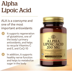 Solgar Alpha Lipoic Acid 200 Mg Vegetable Capsules - Food Supplement, Pack of 50 - Antioxidants - Vegan, Gluten Free