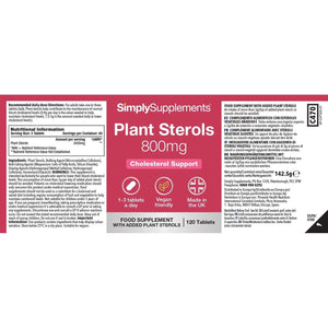 Plant Sterols 800Mg | Helps Maintain Normal Cholesterol Levels | with Beta-Sitosterol | 120 Vegan Tablets | Vegan & Vegetarian Friendly | Manufactured in the UK