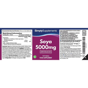 SOYA Isoflavones 5000Mg | Supports Hormonal Balance with Vitamin B6 | Potent Daily Formula | Vegan and Vegetarian Friendly | 120 Tablets = 2 Months' Supply | Manufactured in the UK