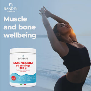 Bandini® Magnesium Powder 430Mg - Pure Magnesium 60 Doses, Magnesium Carbonate Source of Magnesium Citrate, Intestinal Well-Being Supplement for Constipation, Anxiety, Stress, Memory (300G)