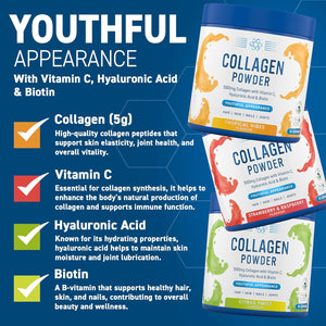 Applied Nutrition Collagen Powder - Strawberry & Raspberry Flavour - 5000Mg Hydrolysed Bovine Flavoured Collagen Peptides with Vitamin C, Hyaluronic Acid & Biotin (165G - 30 Servings)