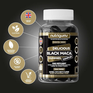 Maca Root 2000Mg Gummy | Tutti Frutti Flavour | 60 Vegan Gummies | Black Maca, Korean Ginseng, L-Arginine, Black Pepper, B6, Zinc & Selenium | High Strength | for Energy & Performance by NUTRIGUMS®