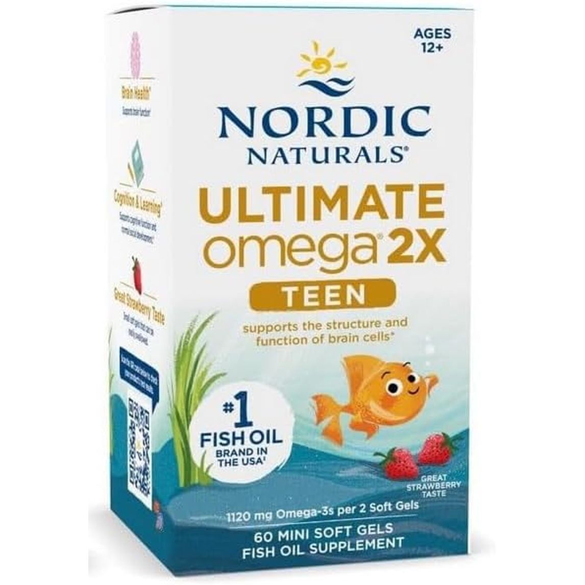 Nordic Naturals Ultimate Omega 2X Fish Oil Teen, Strawberry - 60 Mini Softgels