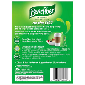 Benefiber 302805 Fiber Supplement Powder Stick Packs for Digestive Health, 28 Sticks, 3.92 Ounces