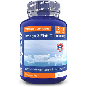 Omega 3 Fish Oil 1000Mg, 360 Softgel Capsules. 12 Months Supply. EPA 180Mg DHA 120Mg. Supports Heart, Brain Function and Eye Health.