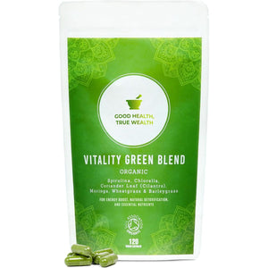 Organic Super Greens Capsules | Ultimate Green Blend of 6 Super Greens & Superfood Powder | 120 Capsules | Removes Toxins & Boost Energy | Gluten-Free, Vegan & Soil Association Certified