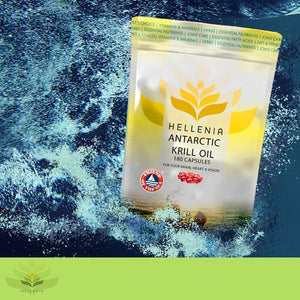 100% Antarctic Krill Oil Capsules 500Mg | 180 Softgels | Natural Source of Astaxanthin & DHA | 3 Month Supply | High Strength Krill Oil - Made for Hellenia Healthfoods