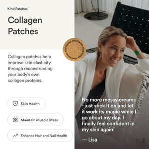 Kind Patches | Collagen | Skin Firming Production Support | Botanical Plant-Based Kind Collagen Blend, Tremella Mushroom & Vitamin C | 30 Vegan Patches