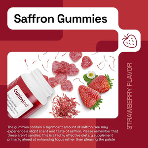 NAVEH PHARMA Optimind - Focus Supplement | Natural ADHD Supplements for Kids | 30 MG Saffron Supplements: Kids Vitamins and Memory Supplement for Brains | Mood Support | 60 Calm Gummies (Strawberry)