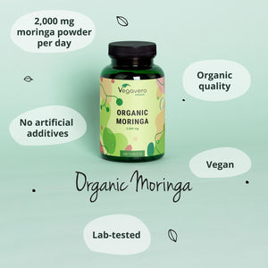 Vegavero Organic Moringa Oleifera Tablets 2000 Mg | Pure Powder - Premium Quality | Lab-Tested & Non-Gmo | Malunggay Supplement | 180 Tablets | Vegan