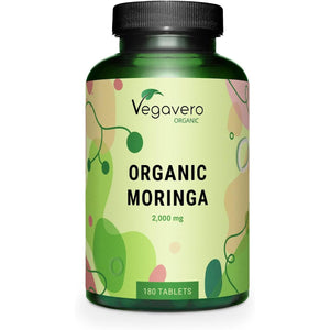 Vegavero Organic Moringa Oleifera Tablets 2000 Mg | Pure Powder - Premium Quality | Lab-Tested & Non-Gmo | Malunggay Supplement | 180 Tablets | Vegan